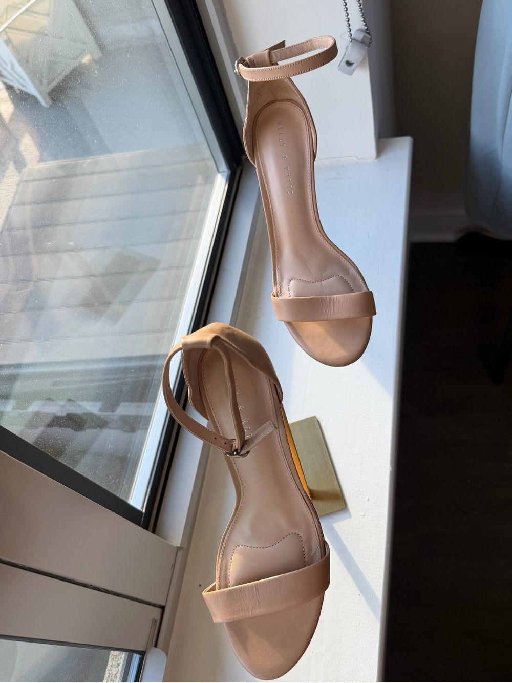 Kelly & Katie Nude Ankle Strap Heels Size 9.5